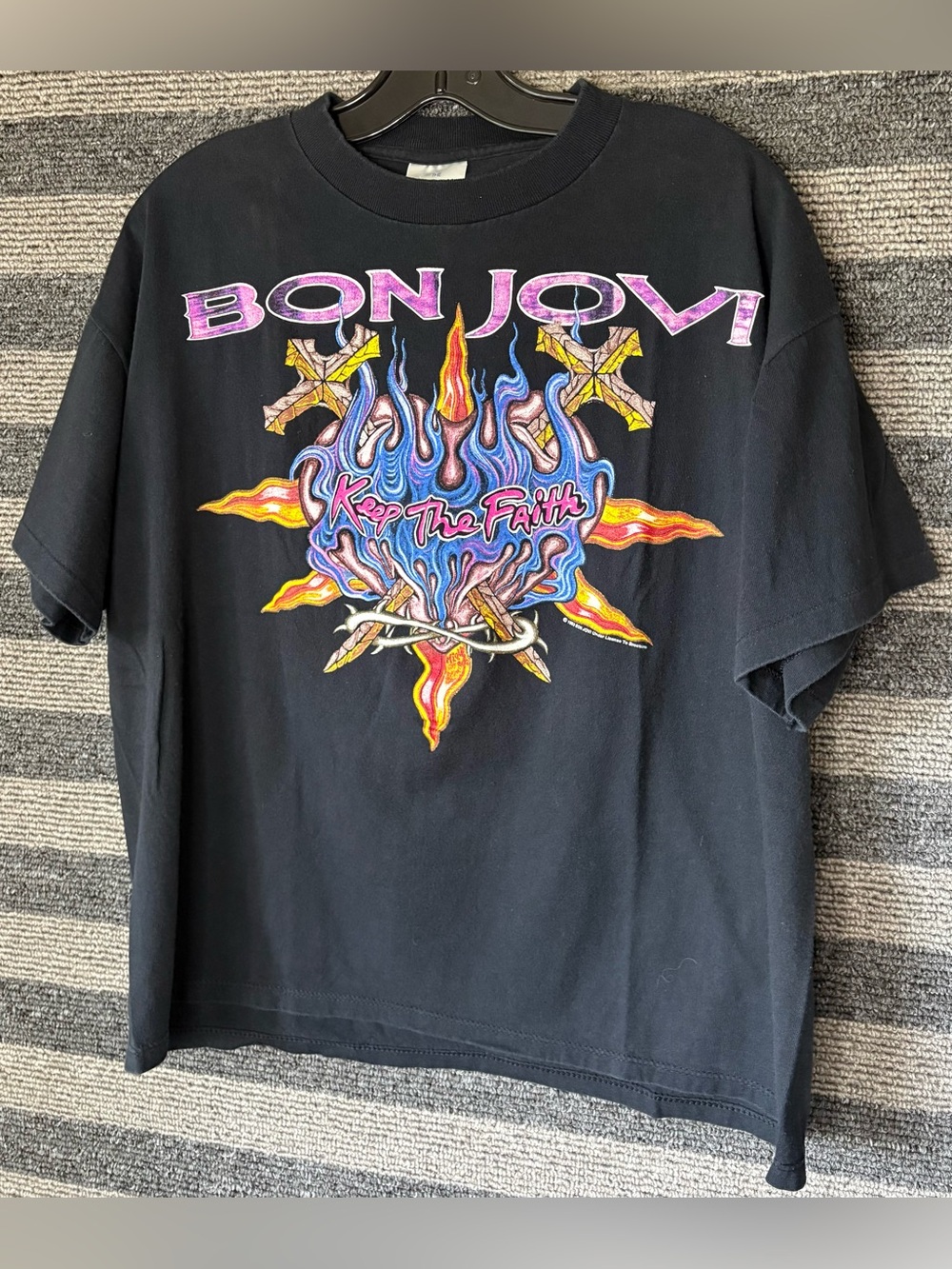 Vintage Brockum Bon Jovi 1993 Keep The Faith Tour Single Stitch T-Shirt XL Boxy